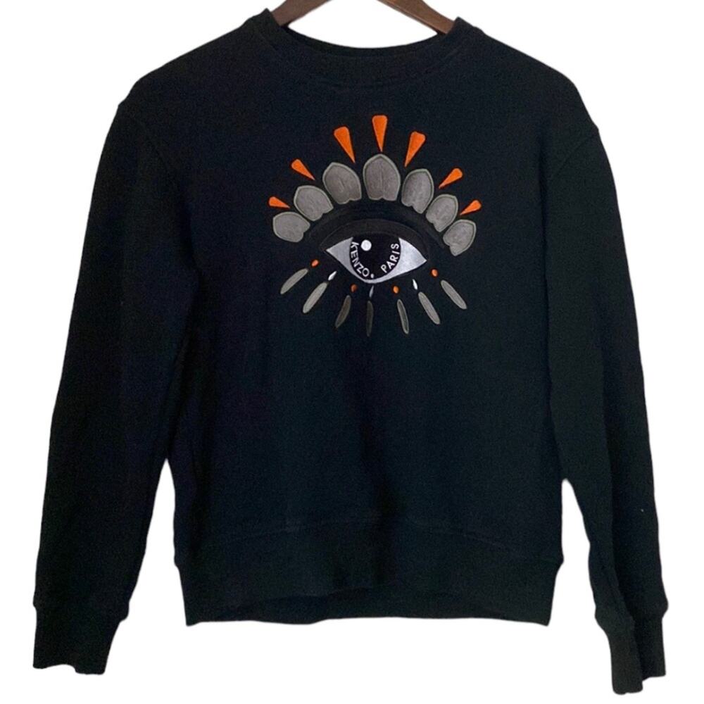 Kenzo Black Eye Embroidered Sweatshirt Sz S